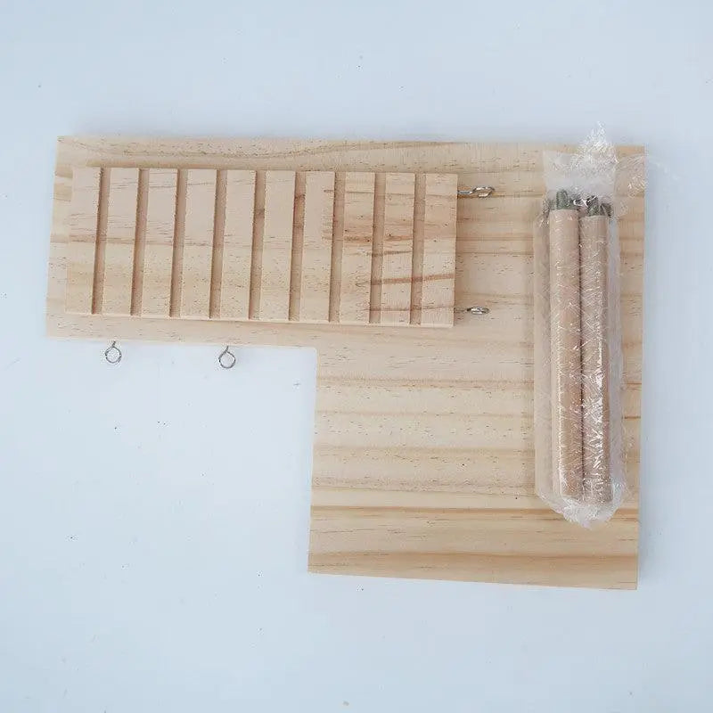 Solid Wood Hamster Staircase Playset With Golden Bear Log Toys-1