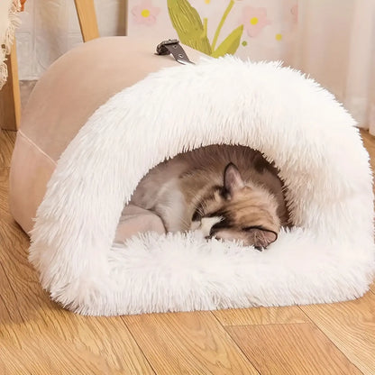 Warm Plush Cat Nest Bed for Winter Comfort-2