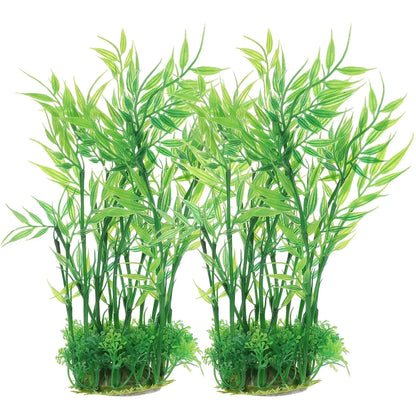 VOSAREA 2pcs Artificial Aquarium Plants Plastic Aquarium Bamboo Fish Tank Accessories Green Fish Tank Decorations for Aquarium Decor Plastic Plants (2.75X1.97X9.82in) Zooko