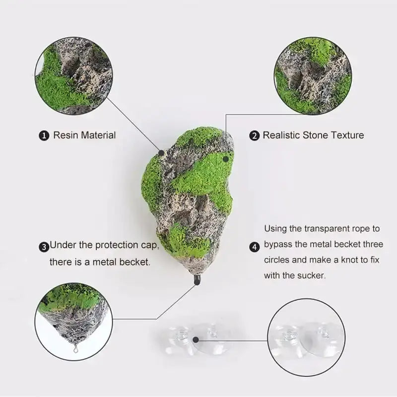 Floating Moss Rocks Aquarium Decorations Zooko