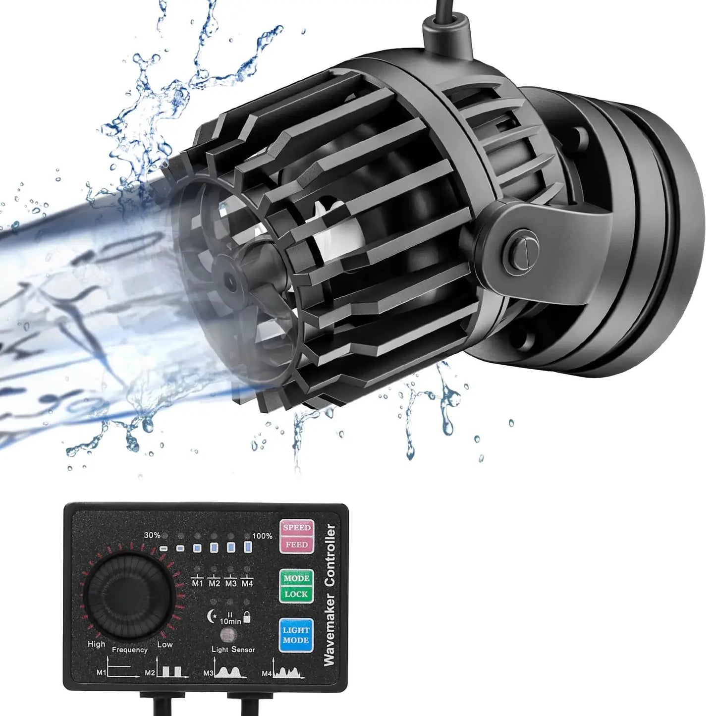 Aquarium Wave Maker Adjustable with Controller Strong Magnetic DC Powerhead for Fresh Salty Water Saltwater Tank Adjustable Aquarium Water Circulation Pump 65 to 130 Gallon (23W/2100GPH) Zooko