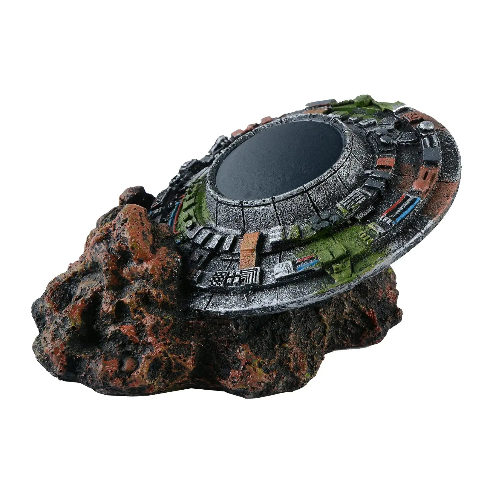 Mairuker Aquarium Decorations UFO Creative Medium Fish Tank Decor Aquatics Cave for Fish Tank Micro Flying Saucer Creative Decor Reptile Box Landscaping Ornament Zooko