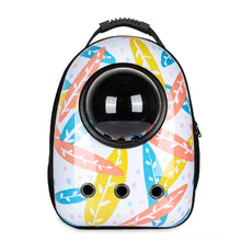 Malý zvierací batoh na nosenie, biely s listovým vzorom-1