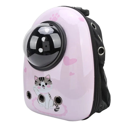 Batoh pro domácí mazlíčky, růžový s kočičím motivem-1
