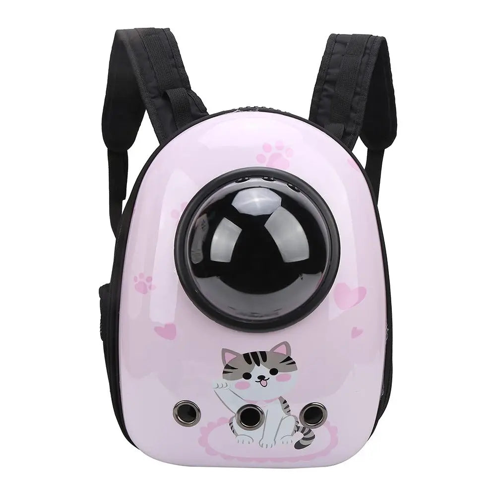 Batoh pro domácí mazlíčky, růžový s kočičím motivem-0