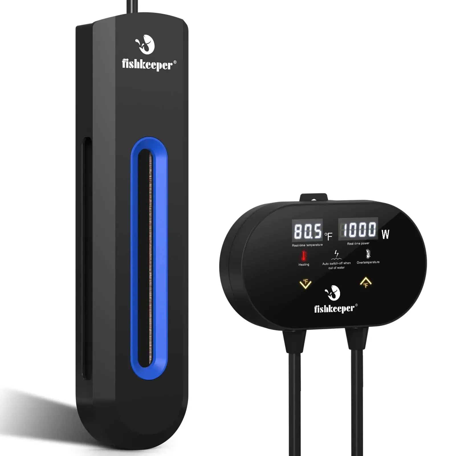 fishkeeper Aquarium Heater with Intelligent LED AlarmTemperature Controller 1000W Submersible Fish Tank Heater for 130-270 Gallon Leaving Water Automatically Stop Heating for Freshwater Saltwater Zooko