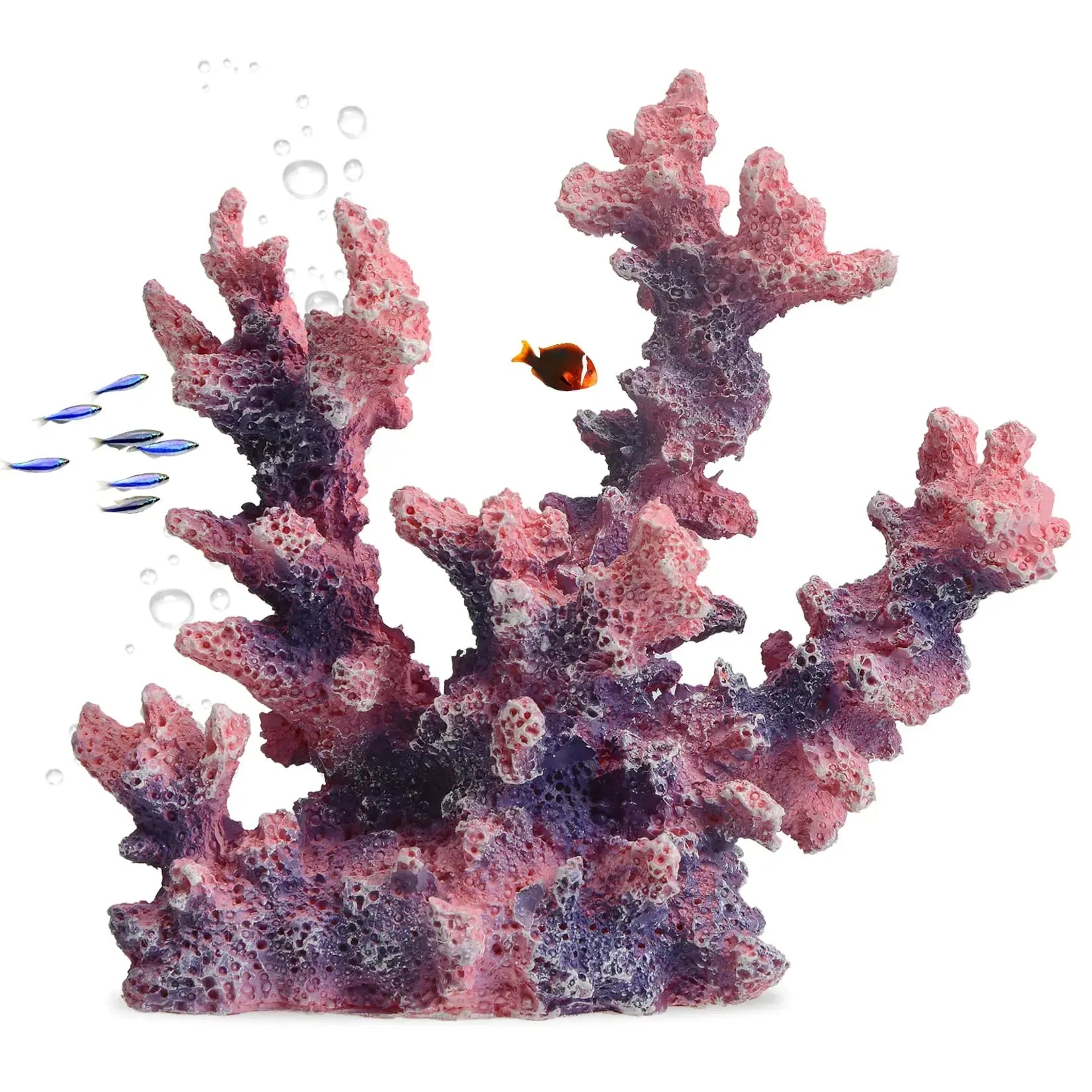 Saim Coral Ornament Aquarium Resin Coral Decor Underwater Plants Fish Tank Decorations Aquarium Landscape Decoration - Pink+Purple Zooko