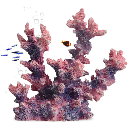 Saim Coral Ornament Aquarium Resin Coral Decor Underwater Plants Fish Tank Decorations Aquarium Landscape Decoration - Pink+Purple Zooko
