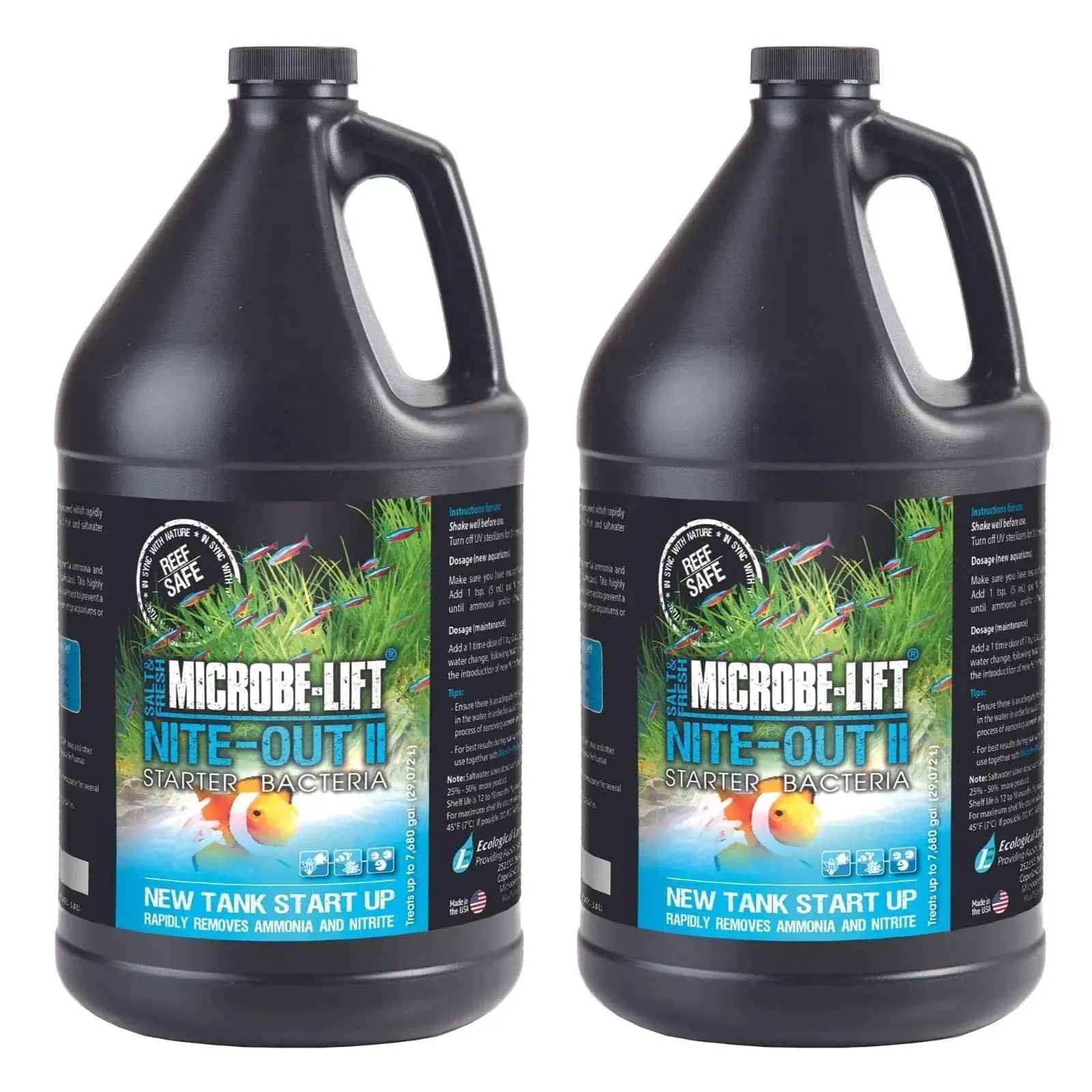 MICROBE-LIFT NITEHG12PEC Nite-Out II Aquarium and Fish Tank Cleaner for Rapid Ammonia and Nitrite Reduction Freshwater and Saltwater 1 Gallon (2-Pack) Zooko