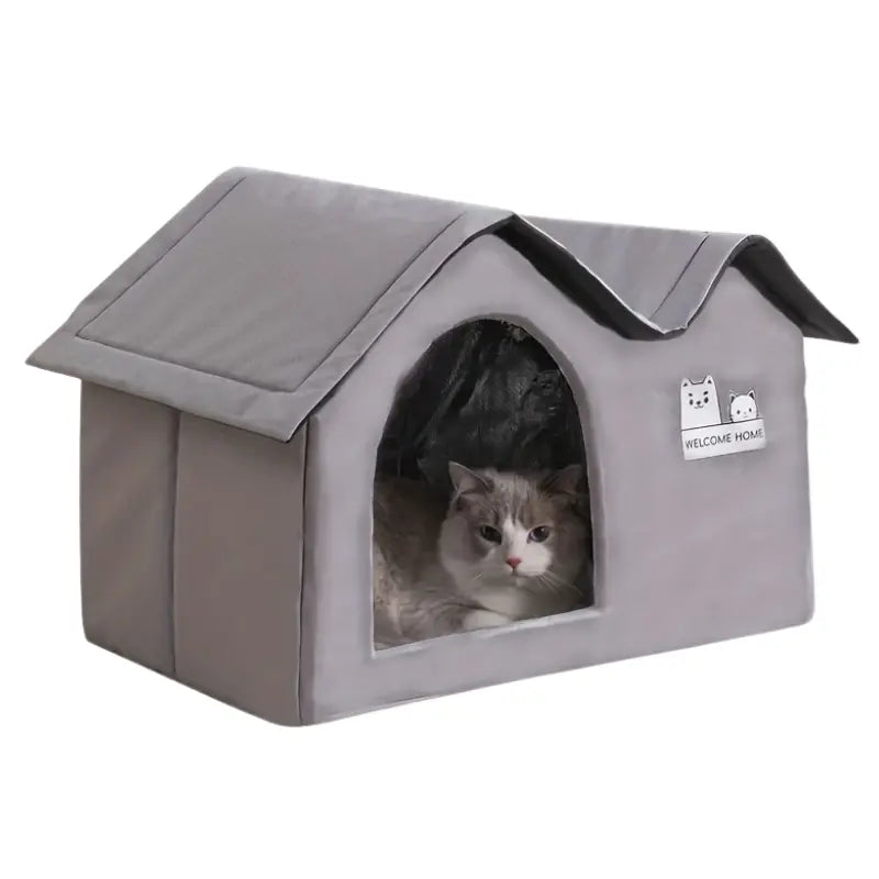Cat Dog Bed House for All-Season Comfort Shelter-0