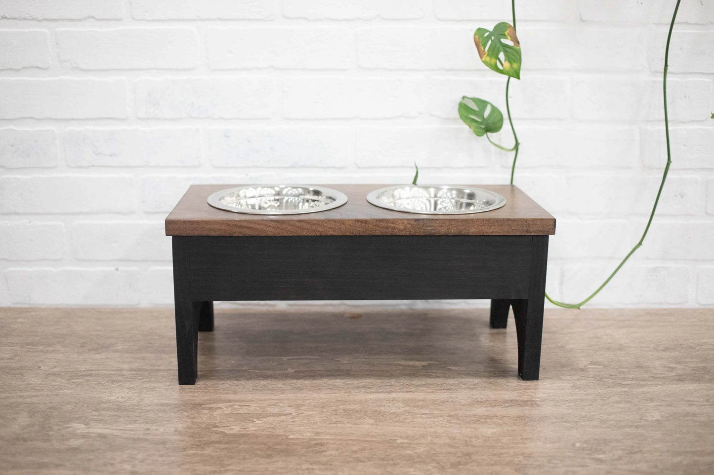 Raised Dog Bowl Stand with 2 Stainless Steel Bowls, Elevated Pet Feeder-0