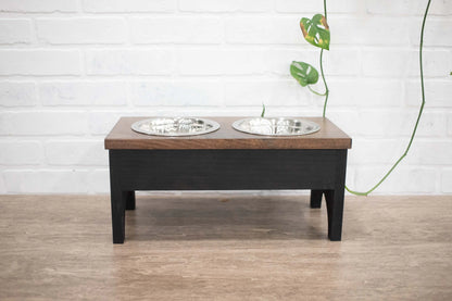 Raised Dog Bowl Stand with 2 Stainless Steel Bowls, Elevated Pet Feeder-0