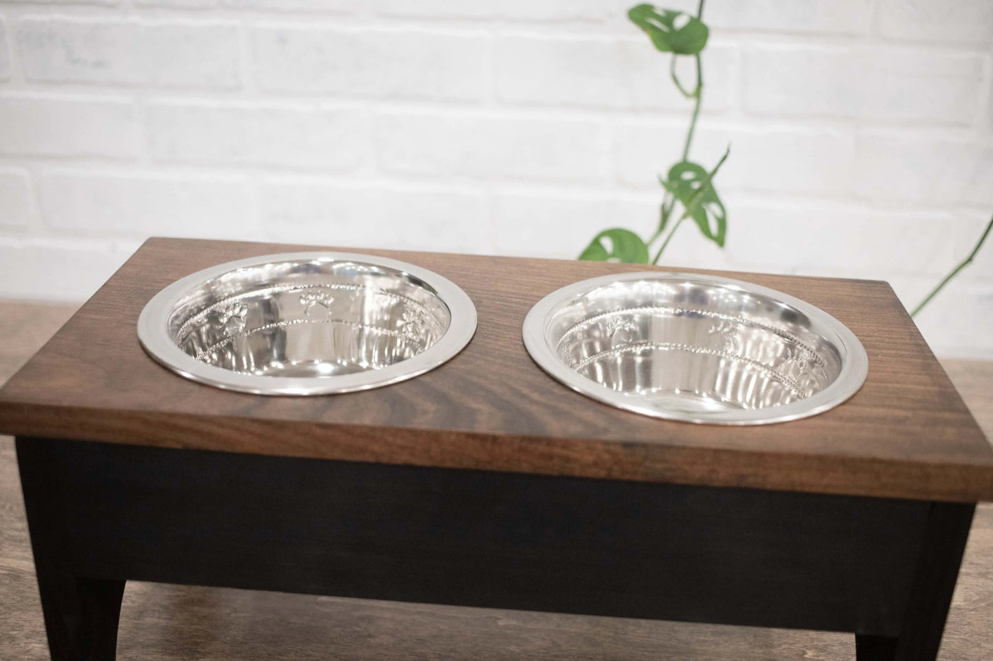 Raised Dog Bowl Stand with 2 Stainless Steel Bowls, Elevated Pet Feeder-3