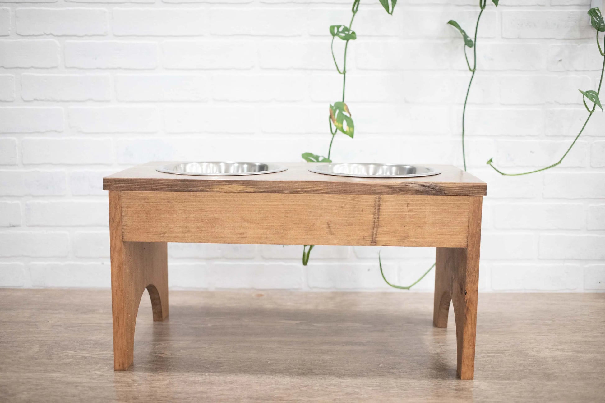 Raised Dog Bowl Stand with 2 Stainless Steel Bowls, Elevated Pet Feeder-1