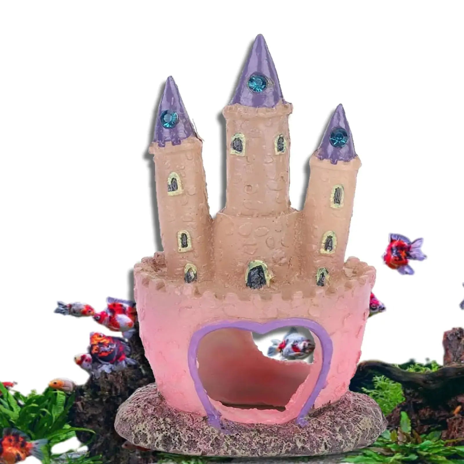 Castle Aquarium Decoration for Freshwater and Saltwater Fish Tanks Ornament Aquarium Decorations PINK Aquarium Resin Castle Decoration Fish Tank Castle Cave Hideouts House Plants Supplies Accessories Zooko