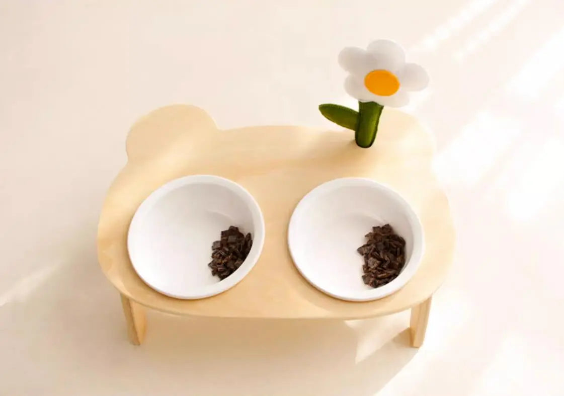 Tilted Daisy Pet Bowl With Stand-2