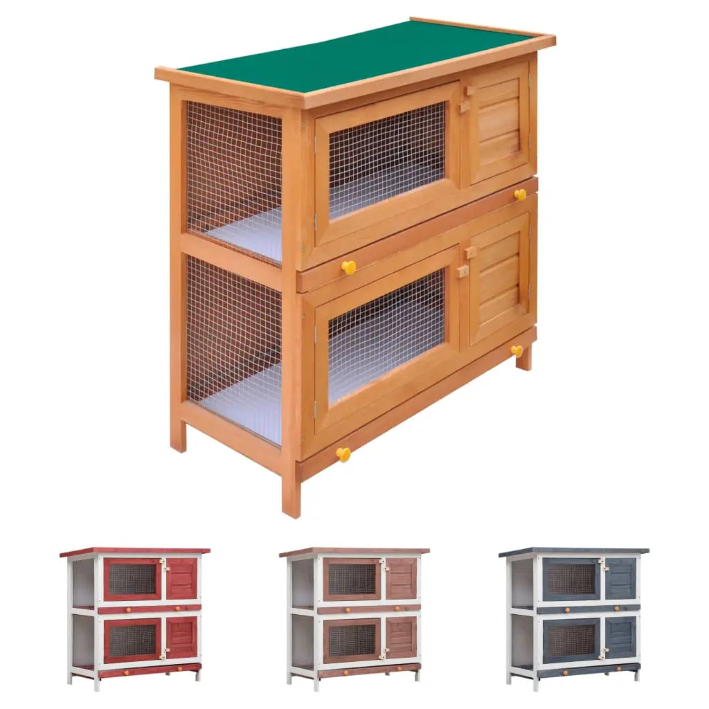 vidaXL Rabbit Hutch Bunny Cage Pet House for Small Animals Solid Pine Wood-5