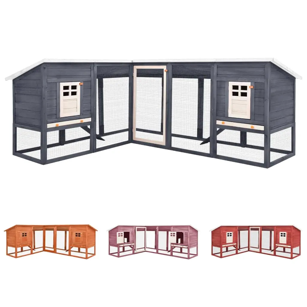 vidaXL Rabbit Hutch 2-Tier Bunny Cage with Pull Out Tray House Solid Fir Wood-5