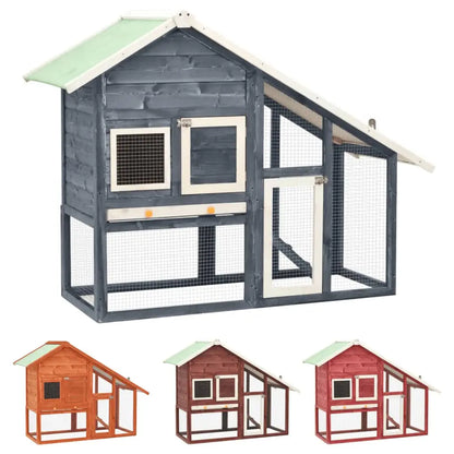 vidaXL Rabbit Hutch 2-Tier Bunny Cage with Pull Out Tray House Solid Fir Wood-5