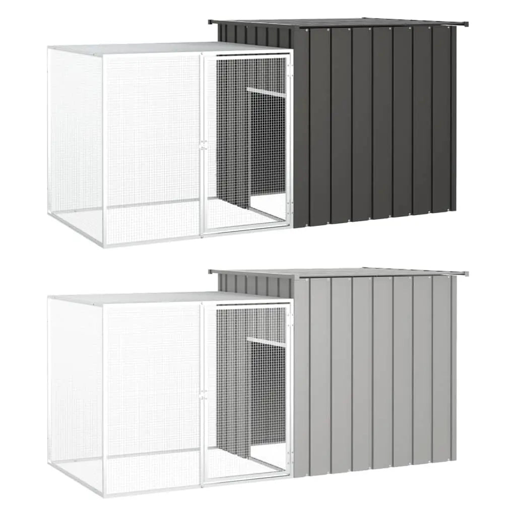 vidaXL Rabbit Cage Anthracite 78.7"x35.8"x39.4" Galvanized Steel-3