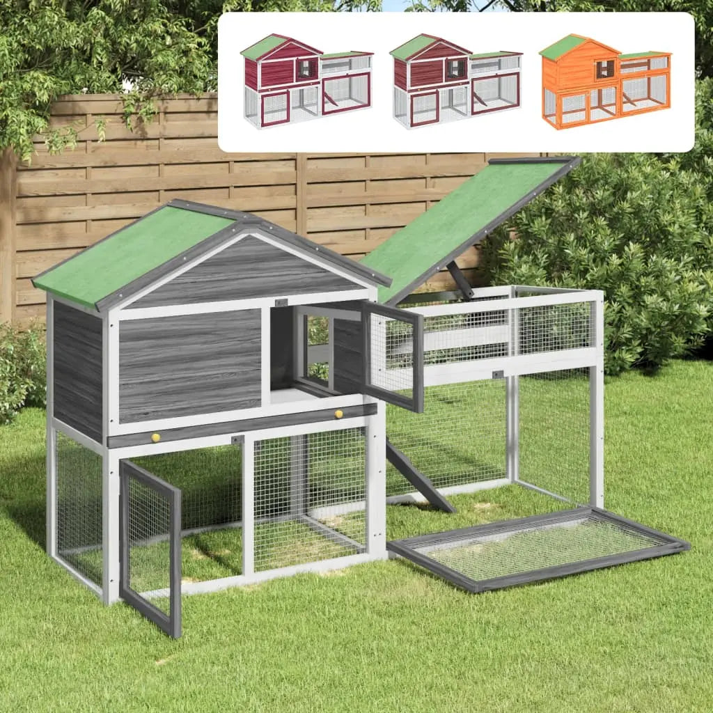 vidaXL Rabbit Hutch Brown 73"x23.8"x43.1" Solid Wood Pine-0