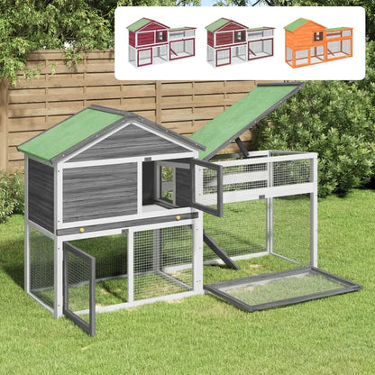 vidaXL Rabbit Hutch Brown 73"x23.8"x43.1" Solid Wood Pine-0