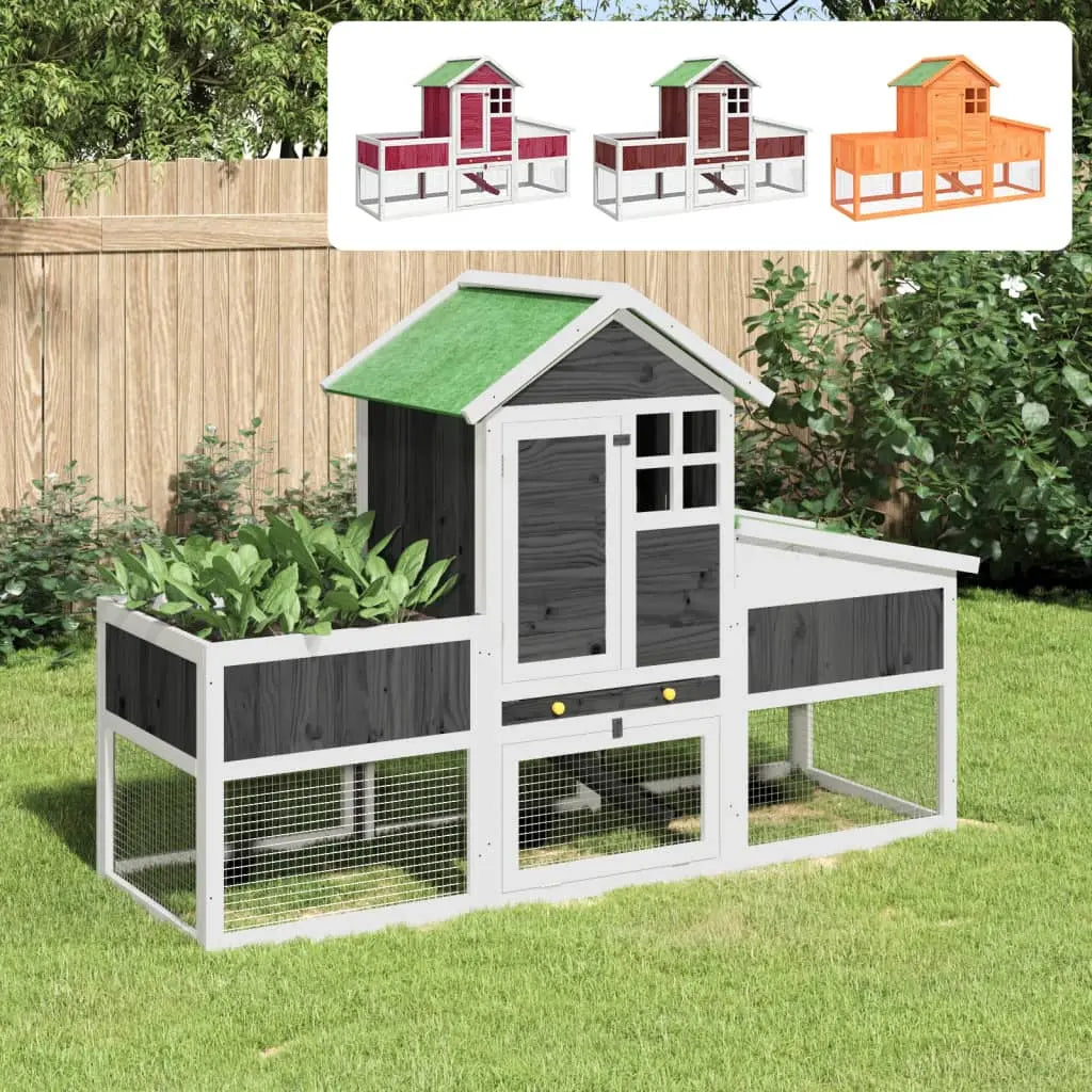 vidaXL Rabbit Hutch Brown 66.9"x24.8"x44.5" Solid Wood Pine-0