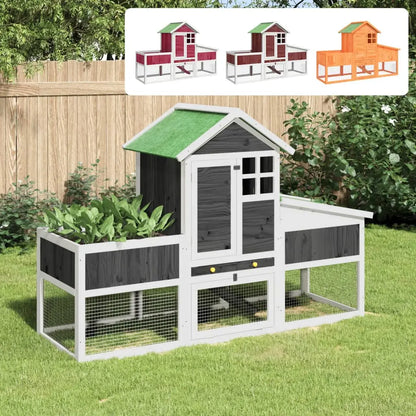 vidaXL Rabbit Hutch Brown 66.9"x24.8"x44.5" Solid Wood Pine-0