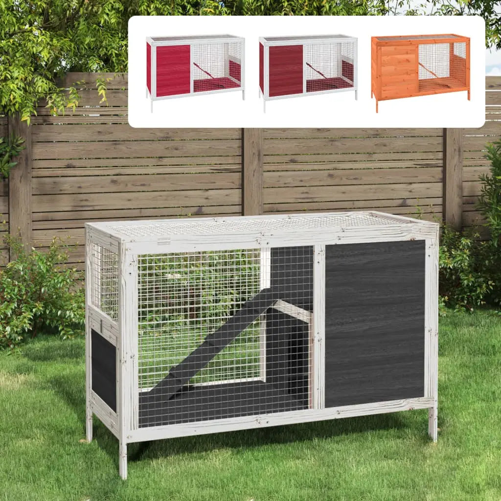 vidaXL Rabbit Hutch Brown 40.6"x17.3"x27.4" Solid Wood Pine-0