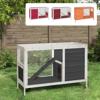 vidaXL Rabbit Hutch Brown 40.6"x17.3"x27.4" Solid Wood Pine-0