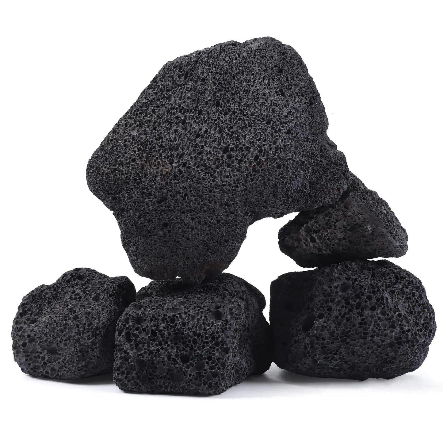FISCAPE 5 PCS 2-8 Large Natural Black Lava Rock for Aquarium Volcanic Rock for Fish Tank Zooko