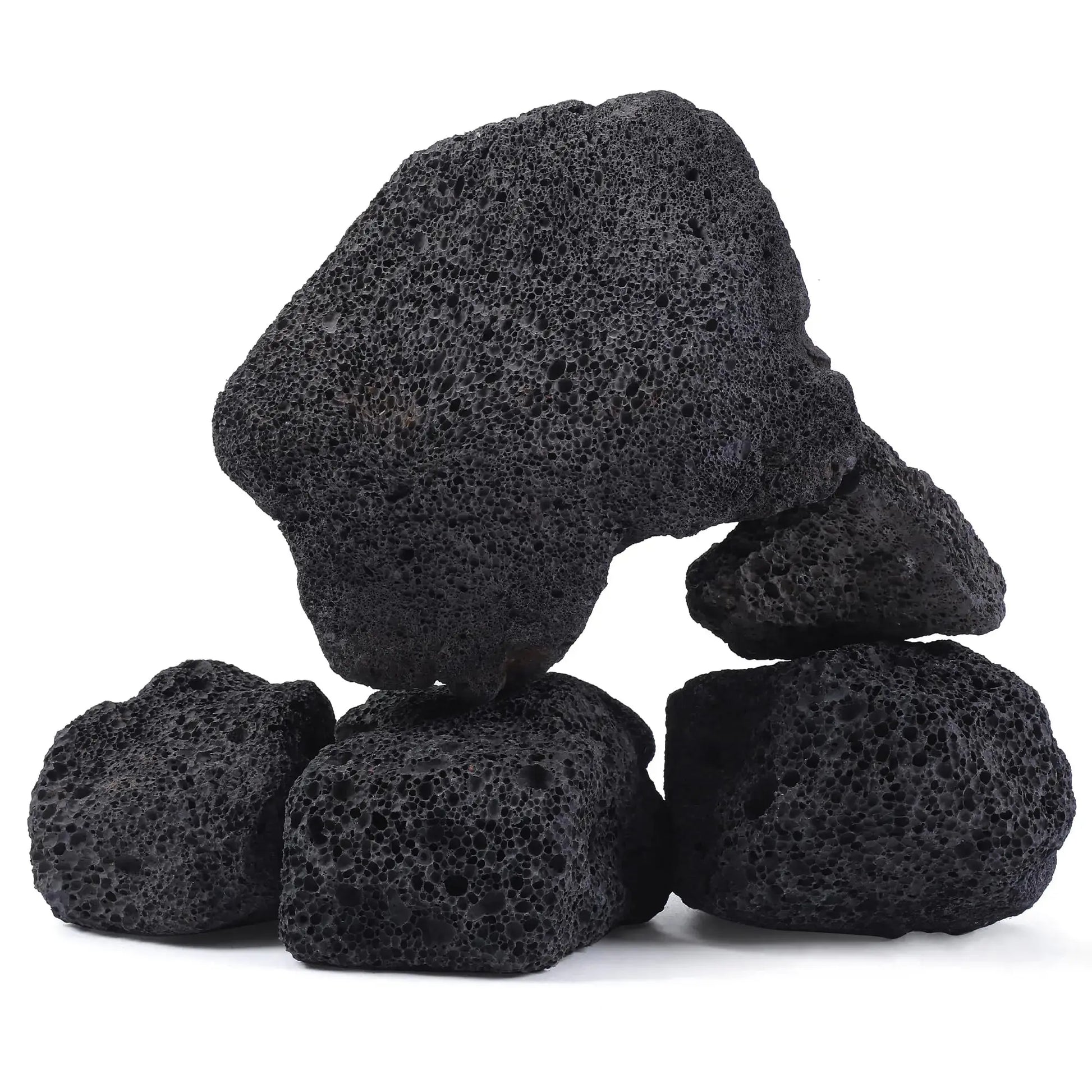 FISCAPE 5 PCS 2-8 Large Natural Black Lava Rock for Aquarium Volcanic Rock for Fish Tank Zooko