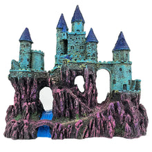 VMCN Aquarium Castle Decoration for Fish Tank Castle Cave Hideouts House Plants Supplies Accessories Safe for Freshwater and Saltwater Fish Tanks – Medium（Blue） Zooko
