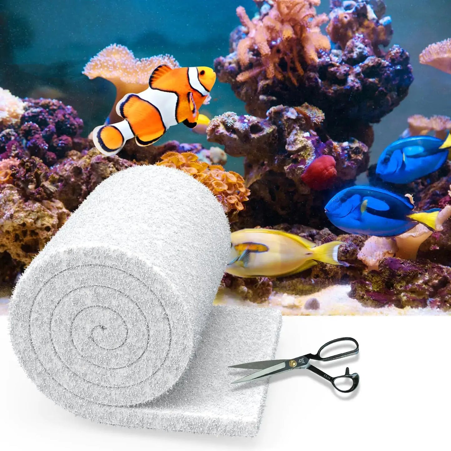 Aquarium Filter Floss 12 * 72 InchesDual Density Aquarium Filter PadPond Filter PadWater Polishing Pad for Crystal Clear WaterSafe for Fish/Reef/Turtles Zooko